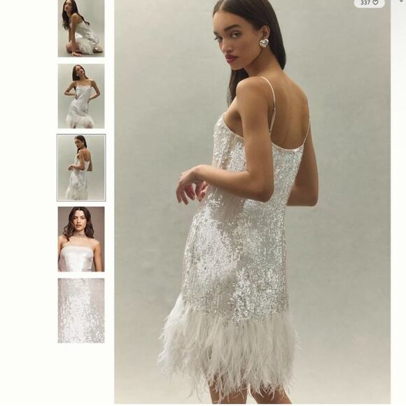 Audrey Adele Danielle Sequin Feather Dress Anthropologie Size Medium NWT - Picture 2 of 12